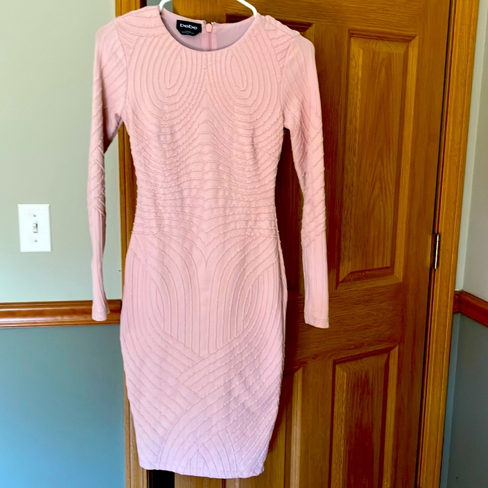 Sexy light pink textured midi dress xs